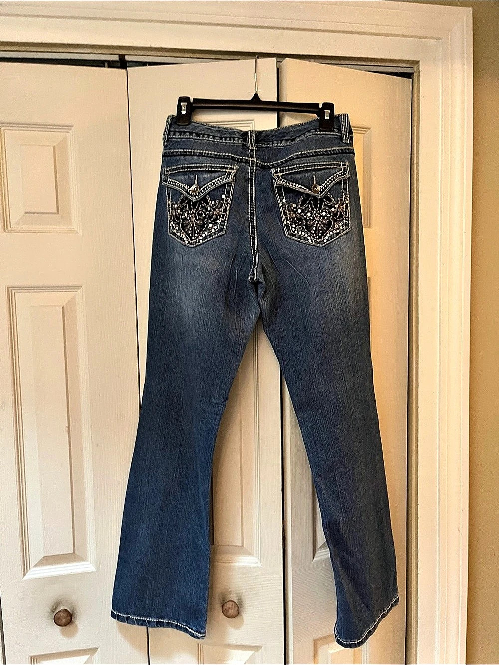 Nine West Embellished Bootcut Jeans in Blue Size 8
